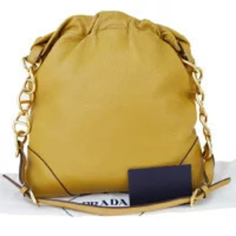 Prada chain shoulder bag brown leather